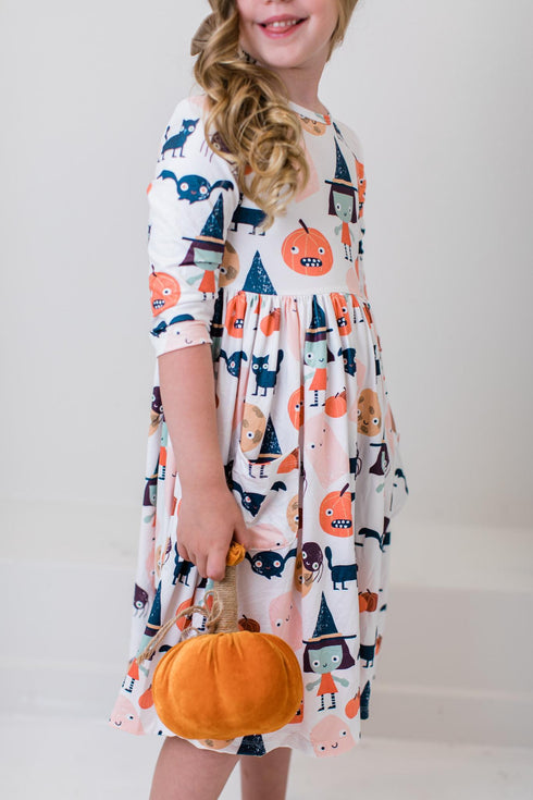 boo-crew-3-4-sleeve-pocket-twirl-dress Mila &  Rose - Sophia's Style--3T--4